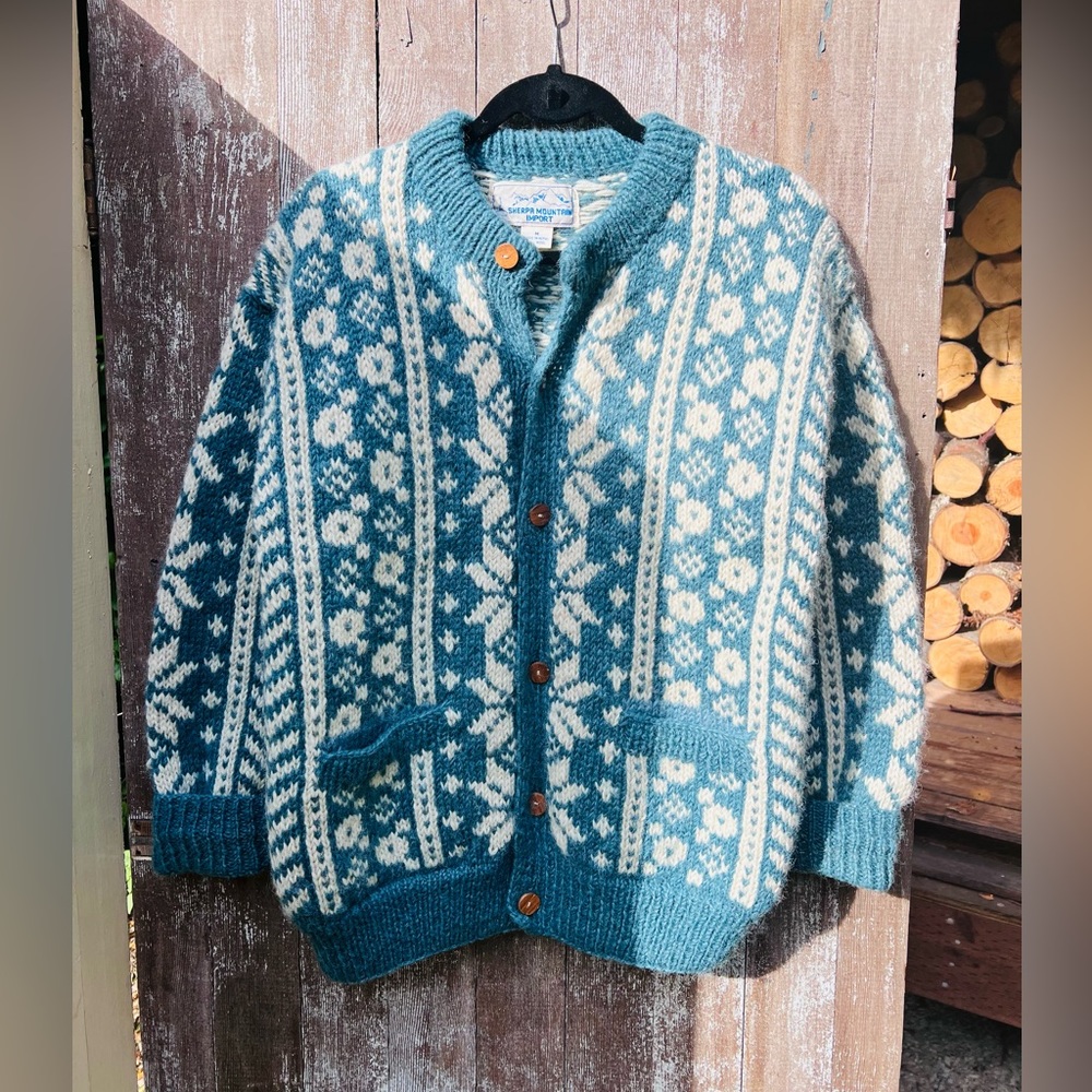 Sherpa Mountain Import Teal Nepal Wool Sweater